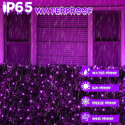 2 Pack 200 LED Solar Christmas Lights Outdoor Waterproof, Solar String Lights for Outside, Solar Powered Tree Light with 8 Lighting Modes for Xmas Tree Party Garden Yard Christmas Decorations (Purple)