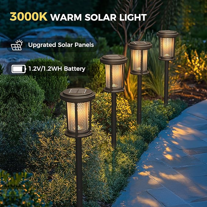 Solar Yard 4-Pack Solar Pathway Lights Outdoor, Solar Powered Landscape Lighting with Honeycomb Structure, Garden Path Lights Outside Waterproof for Pathway, Porch, Walkway, Driveway