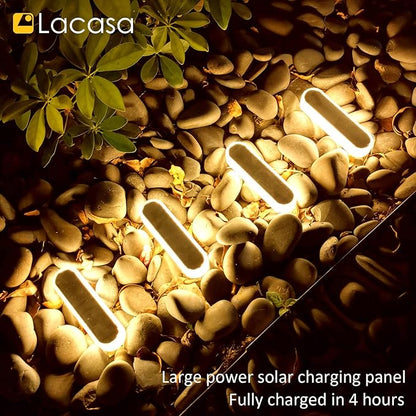 Lacasa 4pcs Solar Outdoor Floor Lamp Warm White 2700K 40LM LED Solar Light Outdoor Patio Decoration IP68 Waterproof Auto On/Off Lighting for Paths Garden Stairs Pathways Patio