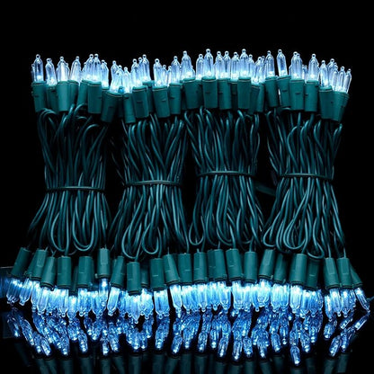 YULETIME 200 Count Cool White LED Christmas Lights, 66 Feet Green Wire UL Certified Commercial Grade Holiday String Light Set (Cool White)