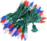 70 Light 24Ft July 4th USA Lights Commercial String Lights C6 LED Strawberry Faceted Bulb – Red/White/Blue, Green | Lumora