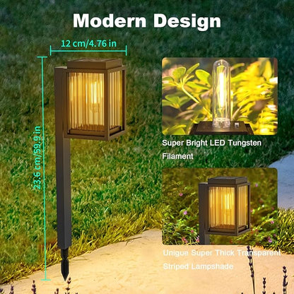 2 Pack Solar Pathway Lights, Solar Garden Lights Outdoor Warm White,Solar Lights Outdoor Waterproof Led Path Lights for Yard, Patio, Landscape, Walkway
