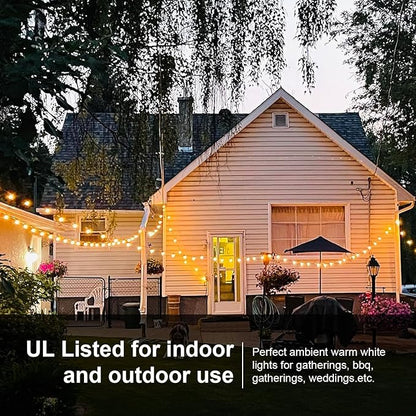 Banord 51FT Outdoor String Lights, Waterproof Patio Lights with 18 Shatterproof LED Bulb Hanging Light String, Black String Light Outdoor for Backyard, Garden, Porch, Cafe, Deck, Wedding, Party