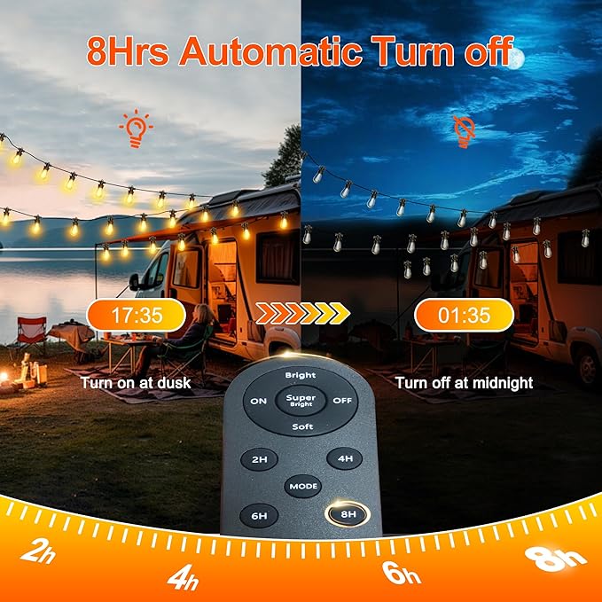 Stright 55FT Solar String Lights Outside Remote Control with USB Charging Port E12 S14 Bulbs, 55 Feet 17 Lamp Outdoor Solar Power Dimmable LED Bulbs for Patio Garden Market Bistro Backyard
