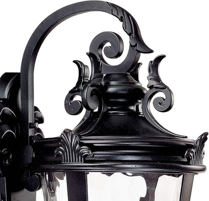 John Timberland Casa Marseille European Outdoor Wall Light Fixture Textured Black Scroll Arm 31" Clear Hammered Glass for Exterior House Porch Patio Outside Deck Garage Yard Front Door Home