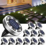 btfarm 12 Pack Solar Lights Outdoor, 8 LED Solar Ground Lights IP65 Waterproof Flat Solar Disc Light, Pathway | Lumora