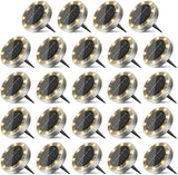 24 Pack Solar Ground Lights Outdoor, 8 LED Mini Flat Solar Disk Lights, IP65 Waterproof Anti-Rust Disc Light | Lumora