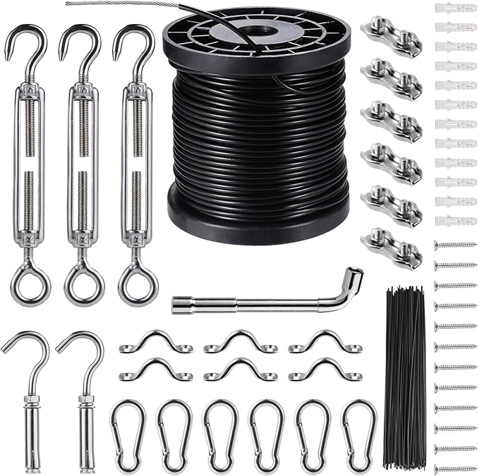 String Lights Hanging Kit,Globe String Lights Suspension Kit,Outdoor Light Guide Wire,Includ 164 FT Nylon-Coated | Lumora