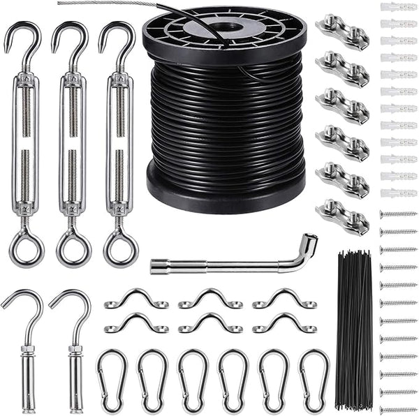 String Lights Hanging Kit,Globe String Lights Suspension Kit,Outdoor Light Guide Wire,Includ 164 FT Nylon-Coated | Lumora