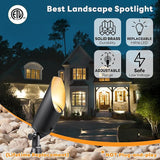 Gardenreet 12V Spot Lights Solid Brass - Black Outdoor Low Voltage Landscape Spotlight, Wired LED Uplights | Lumora
