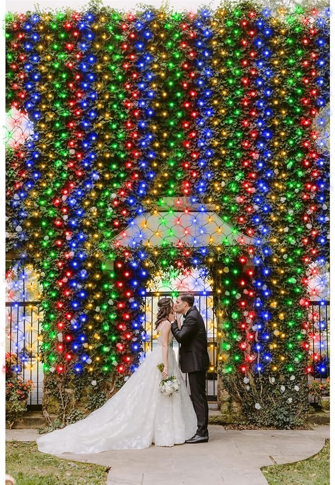 ZAIYW Dual Color Changing Net Lights 20Ft x13Ft 660 LED Christmas Net Light Outdoor Mesh Lights Green Wire Plug in with Timer Remote for Bushes Garden Wedding Xmas Decor (Warm White & Multicolor)