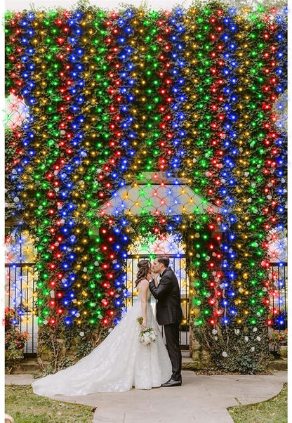 ZAIYW Dual Color Changing Net Lights 20Ft x13Ft 660 LED Christmas Net Light Outdoor Mesh Lights Green Wire Plug in with Timer Remote for Bushes Garden Wedding Xmas Decor (Warm White & Multicolor)