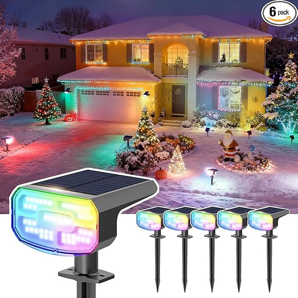 Color Changing Solar Spot Lights Outdoor Waterproof IP65,9 Lighting Modes Multicolor RGB Christmas Spotlight for | Lumora