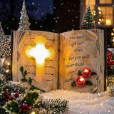 Outdoor Solar Memorial Cross Stakes Lights, Waterproof Book Statue Grave Decorations Sympathy Gifts for Cemetery | Lumora