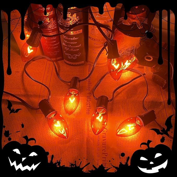 GOOTHY C9 Orange Christmas String Lights, 25Ft Outdoor Christmas Decorations Lights with 26 Incandescent Orange | Lumora