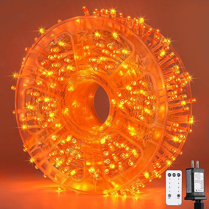 JMEXSUSS 400 LED Orange Lights for Halloween Decor, 132ft Orange String Lights Plug in with Remote, Halloween Light for Fall Room Garden Patio Party Haunted House Indoor Outdoor Decorations