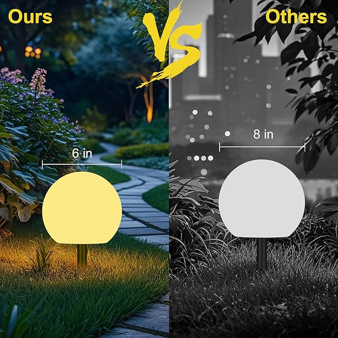 Ball Light, Outdoor Glow Globe Light with Remote Control, LED Solar Gazing Ball Night Light 10 Modes RGB Color Changing, Waterproof Solar Globe for Garden Yard Pathway Decor (6 inch)