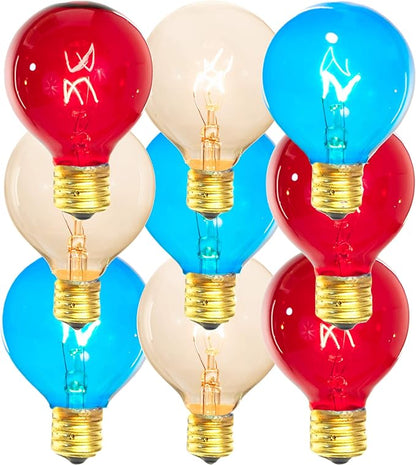 EST. LEE DISPLAY L D 1902 Incandescent Multicolor Red, White, Blue G50 Globe Light Bulbs Transparent Steady E17 Box of 25