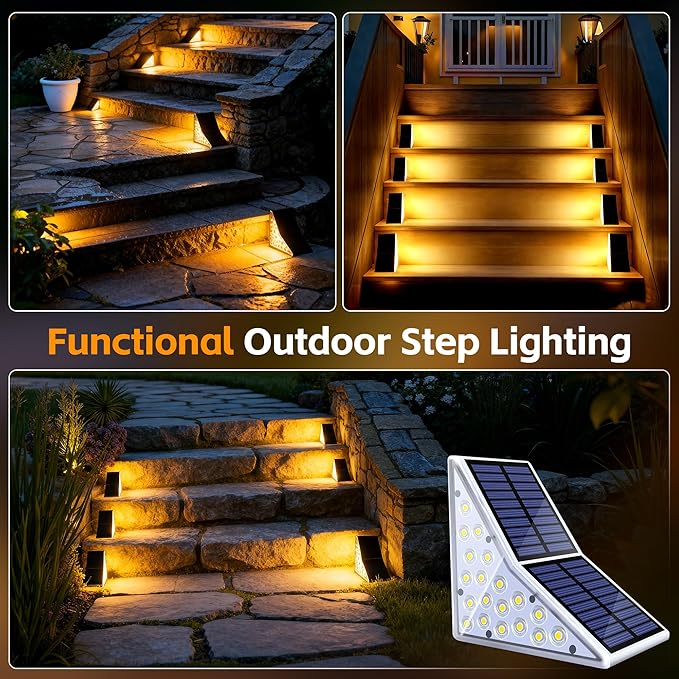 Solar Stair Lights Outdoor, Waterproof IP65 Solar Outdoor Lighting, 1200mAh,19 LED,Outdoor Step Lights,for Garden | Lumora