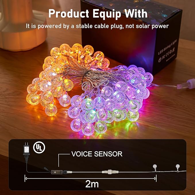 56FT Outdoor String Lights, 100 LED Patio Lights with Remote Control, Voice-Activated & Music Sync Mode, 16 Color-Changing Modes, Waterproof for Patio Garden Party Decor
