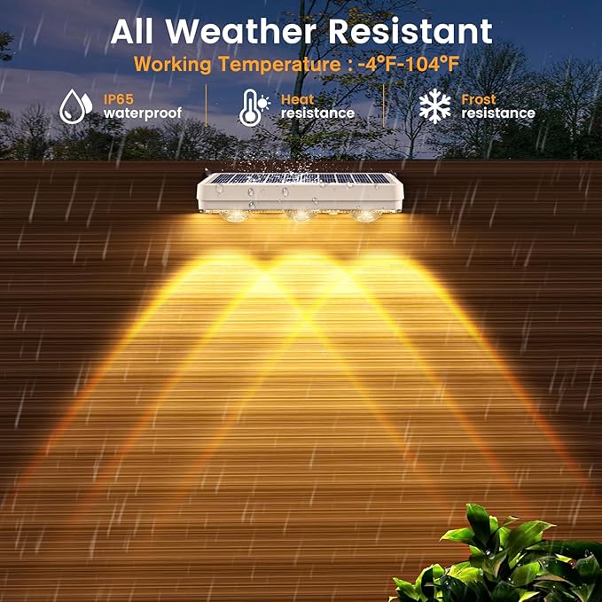 Solar Fence Lights Outdoor,1300mAh, 12pack,Warm/Natural/Cool White,IP65 Waterproof,Fence Lights Solar Powered,Solar Lighting for Deck, Backyard, Railing(White)