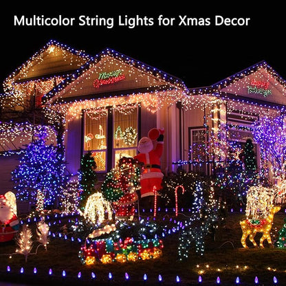 Toodour Battery Christmas Lights, 68.9ft 200 LED Christmas String Lights with 8 Twinkle Modes, Timer, Waterproof Battery Operated String Light for Home, Party, Holiday, Xmas Decor - Multicolor