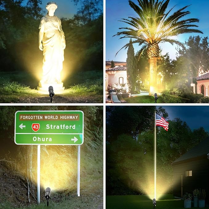 LOTMOS 30W Flag Pole Lights, Dusk to Dawn LED Spot Outdoor with 9.68FT Cord, 120V Plug in 3000K Warm Light Bullet | Lumora