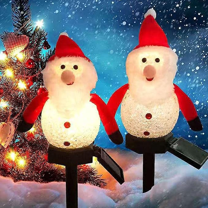 Solar Garden Lights Snowman Solar Christmas Light,Waterproof Snowman Shape Outdoor Solar Garden Stake Light,Decorative Solar Pathway Light LED Snowman Light for Patio Yard (Color : Red)