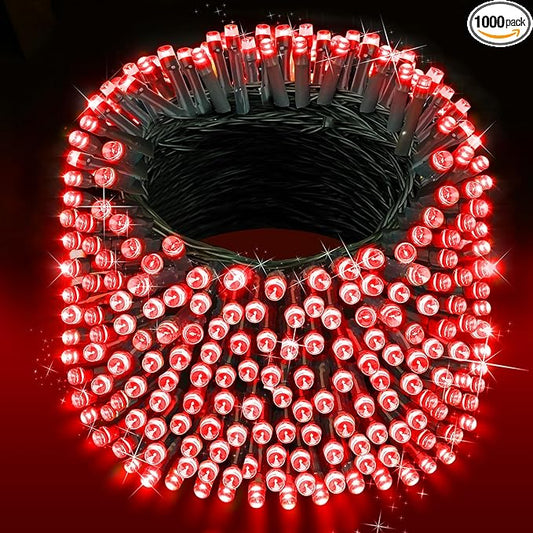 XURISEN 403FT Christmas Lights, 1000 LED Super Long String Lights 8 Modes & Memory Timer Plug in Twinkle Fairy Lights Decor for Home Xmas Party Wedding