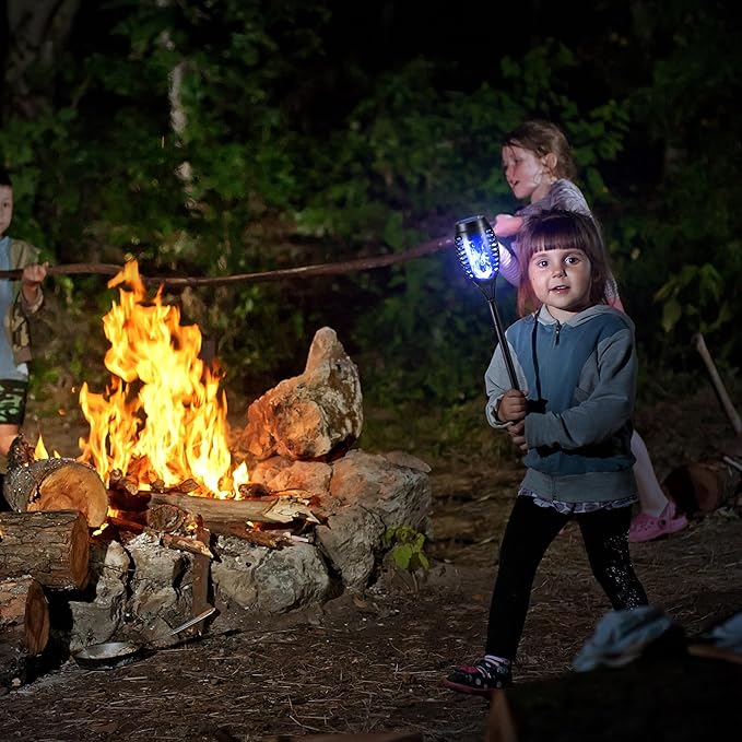 Toodour Solar Torch Flame Lights, 12 Pack Solar Lights Outdoor with Flickering Flame, Waterproof Patio Light Landscape Decoration Lighting for Garden, Lawn, Yard, Outdoor Decorations - Blue