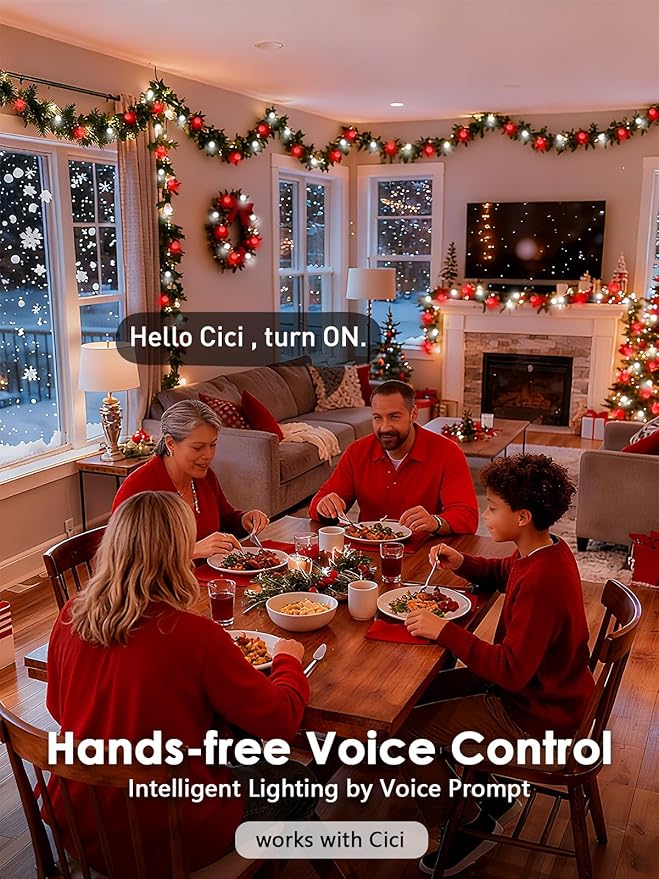 2025 New Connectable 43FT Smart Voice Controlled Christmas String Lights Indoor Outdoor | 100LED Red and White Globe Twinkle Lights with Remote & Timer | 12 Modes Waterproof Christmas Tree Decorations