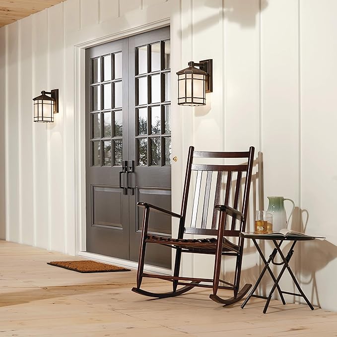 Kichler Cameron 14.25" 1 Light Outdoor Wall Light with Etched Linen Glass in Prairie Rock | Lumora