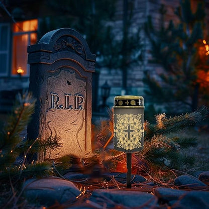 Solar Garden Lights for Cemetery Solar Lights Outdoor Garden, Cross Eternal Lights for Cemetery Grave Decorations