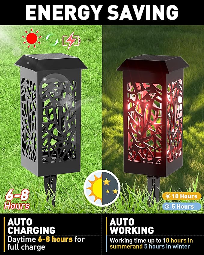 SZOKLED Solar Lights Outdoor 4 Pack, Waterproof Auto On/Off, RGB Solar Pathway Lights for Your Garden, Landscape, Path, Yard, Patio, Driveway,Walkway Decor