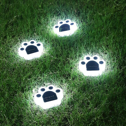 4Pack Led Paw Print Solar Lights Cold White Solar Paw Print Lights Outdoor Waterproof, Garden Lawn Landscape Path