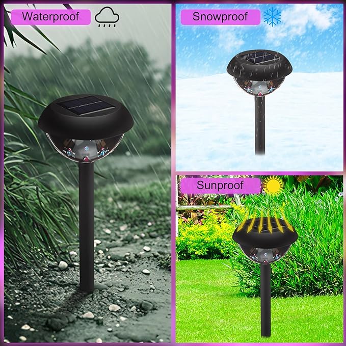 Retisee 4 Pack Outdoor Christmas Decorations, Solar Christmas Pathway Lights LED Snowflake Waterproof Solar Projector Lights for Outdoor Garden Yard Patio Xmas Decor