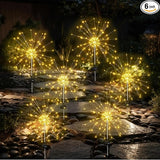 Solar Garden Firework Lights Outdoor Waterproof, 6 Pack Solar Lighting with 8 Lighting Modes, 120 LED Sparklers | Lumora