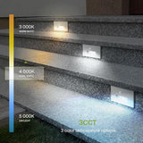ASD LED Recessed Step Light Fixture, Dusk to Dawn Outdoor Tread Lighting | 3CCT, Motion Sensor, Photocell | Lumora