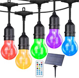 Solar Outdoor RGB String Lights, 48FT Dimmable Patio Lights with 15 Shatterproof Edison Bulbs, Commercial Grade | Lumora