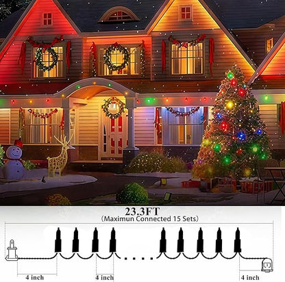 Christmas Lights,23.3FT-70 Lights LED String Lights Commercial Grade Waterproof for Holiday Decoration, Christmas Decors(White)