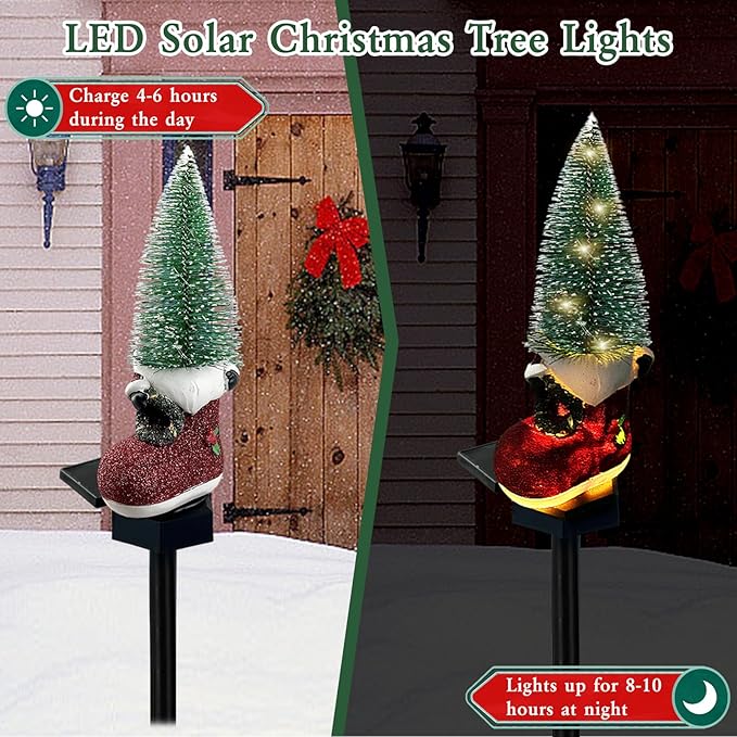 Solar Christmas Stocking Tree Lights Decorations Outdoor Waterproof, 6 LED Christmas Solar Pathway Lights Outdoor | Lumora