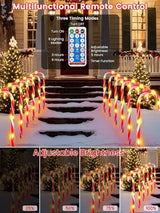 BOSSERN Upgraded 24 Pack Candy Cane Solar Christmas Lights Waterproof, Rechargeable Pathway Lights with Remote | Lumora