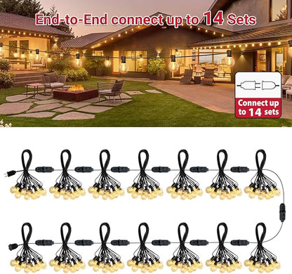 LAMPHOME LED Outdoor String Light, 100 Feet Patio Lights with 50+2 Edison Shatterproof Bulbs(2 Spare), UL Waterproof Outside Lights connectable,Dimmable for Backyard Porch Decor