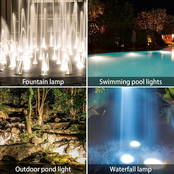 AVEKI Solar Pond Spotlights, 12 LED Solar Underwater Lights with Dual Head Waterproof Submarine Landscape Spotlight | Lumora