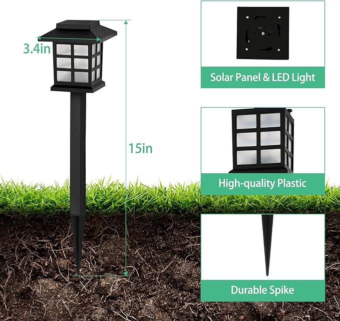 12-Pack Solar Walkway Lights,Solar Pathway Lights Outdoor, Auto Charge/Discharge Ground Lamp , IP44 Waterproof | Lumora