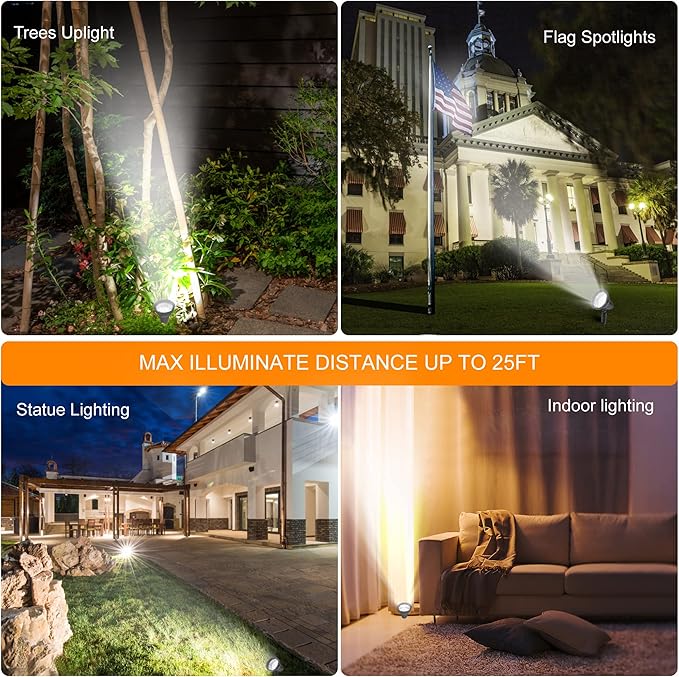 SUNLONG Solar Spotlights Outdoor Waterproof Bright Solar Wall Light Led Security Flood Light Solar Powered for Flag | Lumora