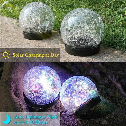 Solar Lights, Outdoor Waterproof, Spherical, Suitable for Yard, Terrace, Path, Lawn, Party, Garden, Landscape Lighting, Creative Birthday Gift, 2 Pack (5.5 Inch（Colored Light）)