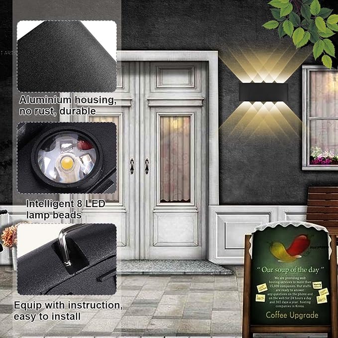 Kawell 8W Waterproof Modern Wall Light LED Wall Lamp Aluminum LED Wall Sconce Up Down Indoor Outdoor for Bathroom | Lumora