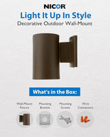 NICOR Lighting 7 inch Decorative Bronze Wall Mount Down Light (50101BA) | Lumora