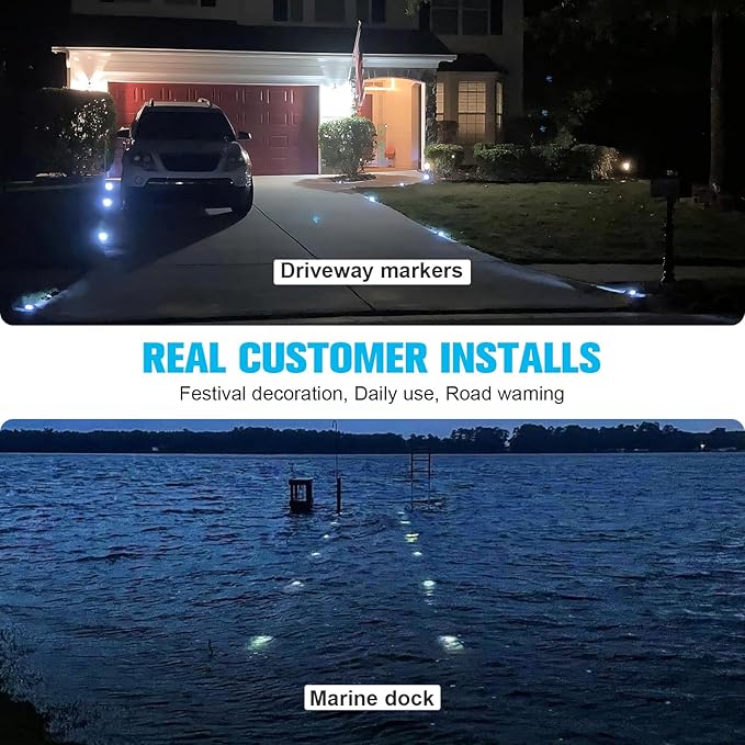 VOLISUN Solar Deck/Dock Lights, 20-Pack Led IP68 Waterproof Outdoor Warning Step Lights for Driveway Sidewalk | Lumora